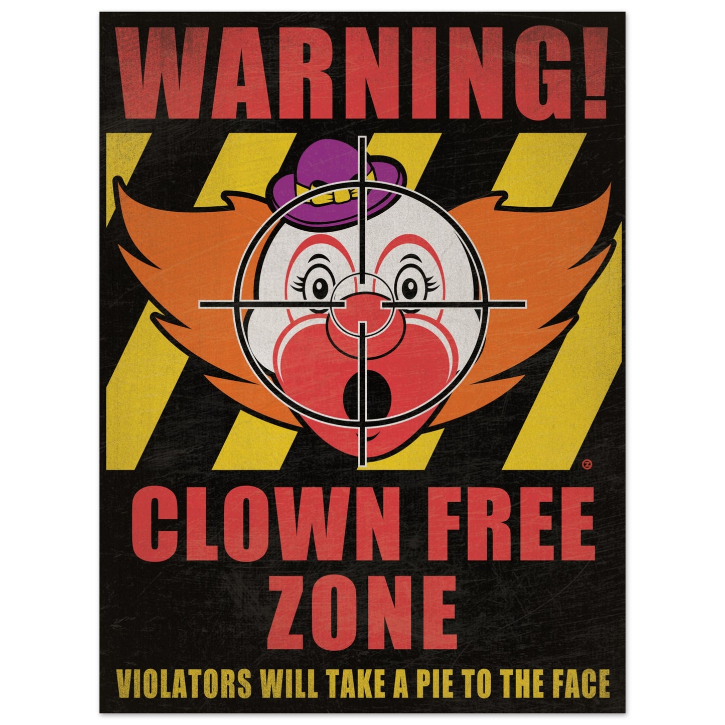 CLOWN FREE ZONE METAL PRINT