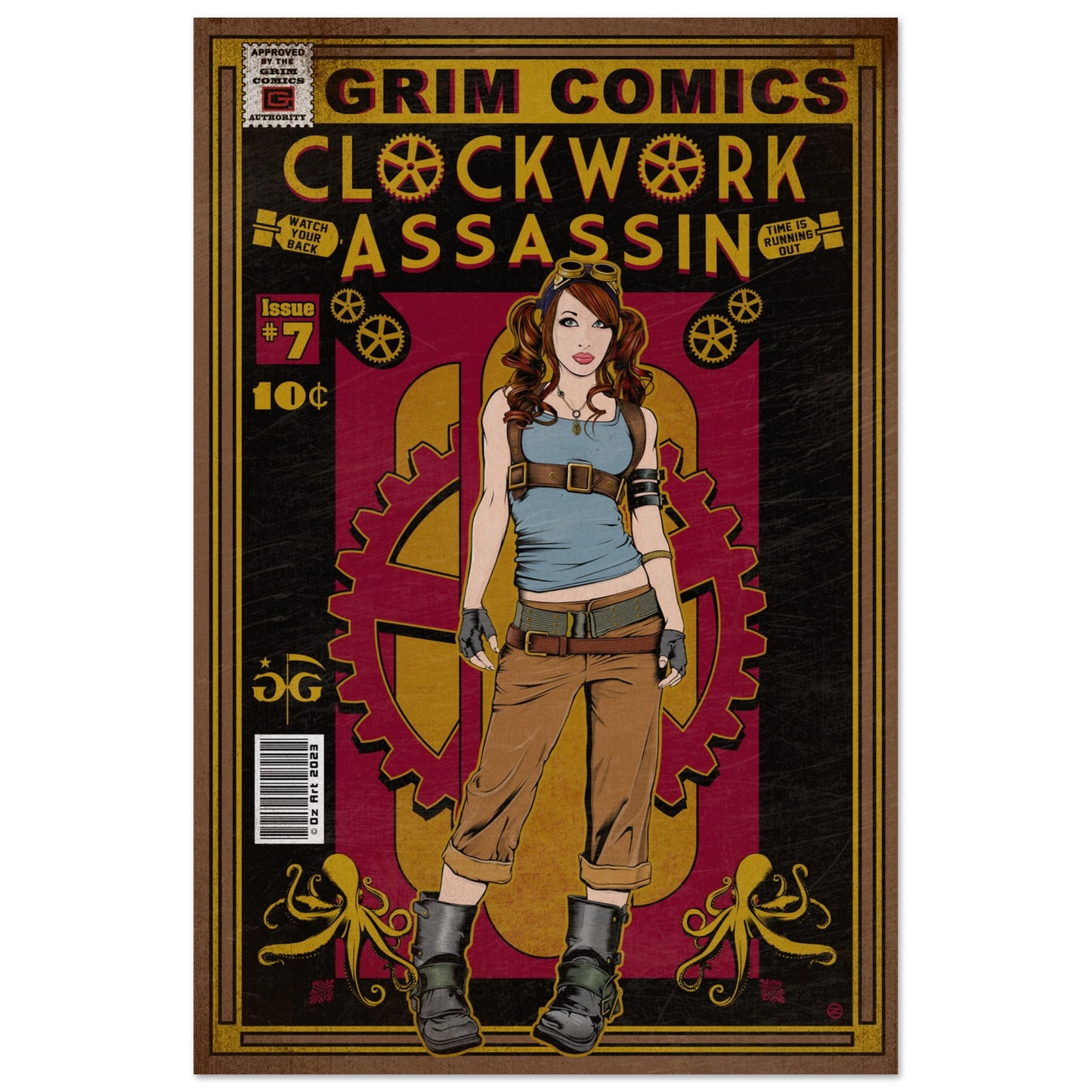 CLOCKWORK ASSASSIN COMIC METAL PRINT