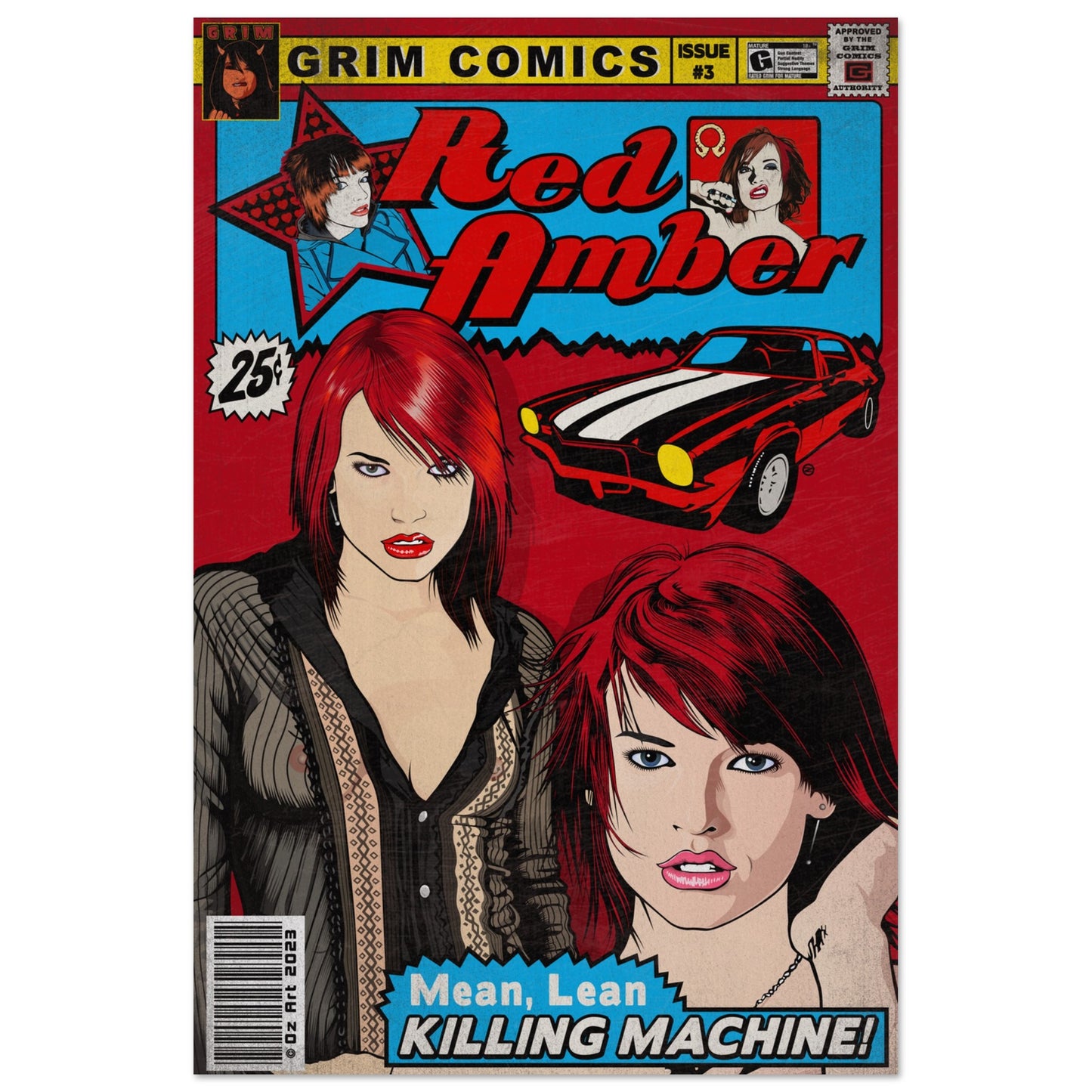 RED AMBER COMIC METAL PRINT