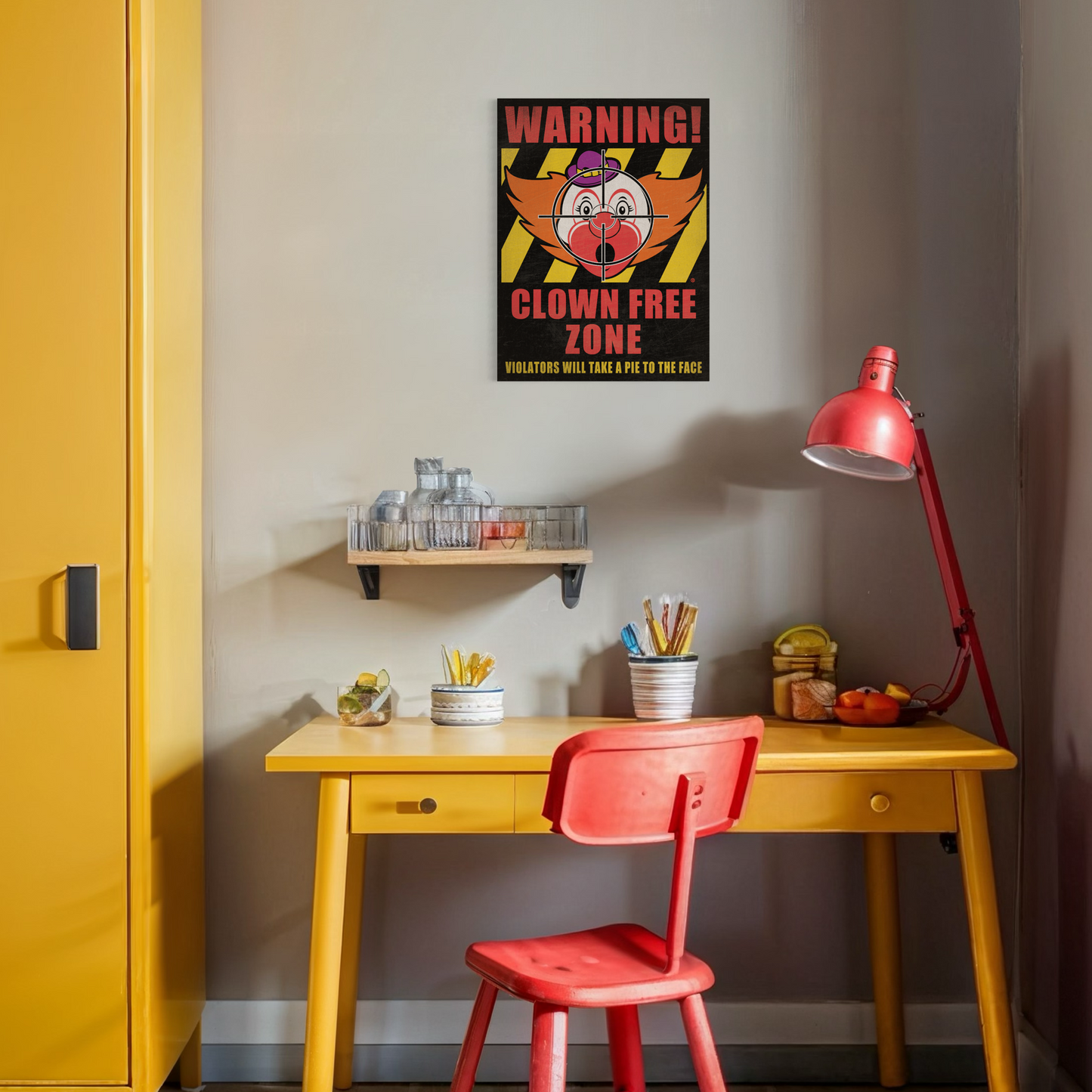 CLOWN FREE ZONE METAL PRINT