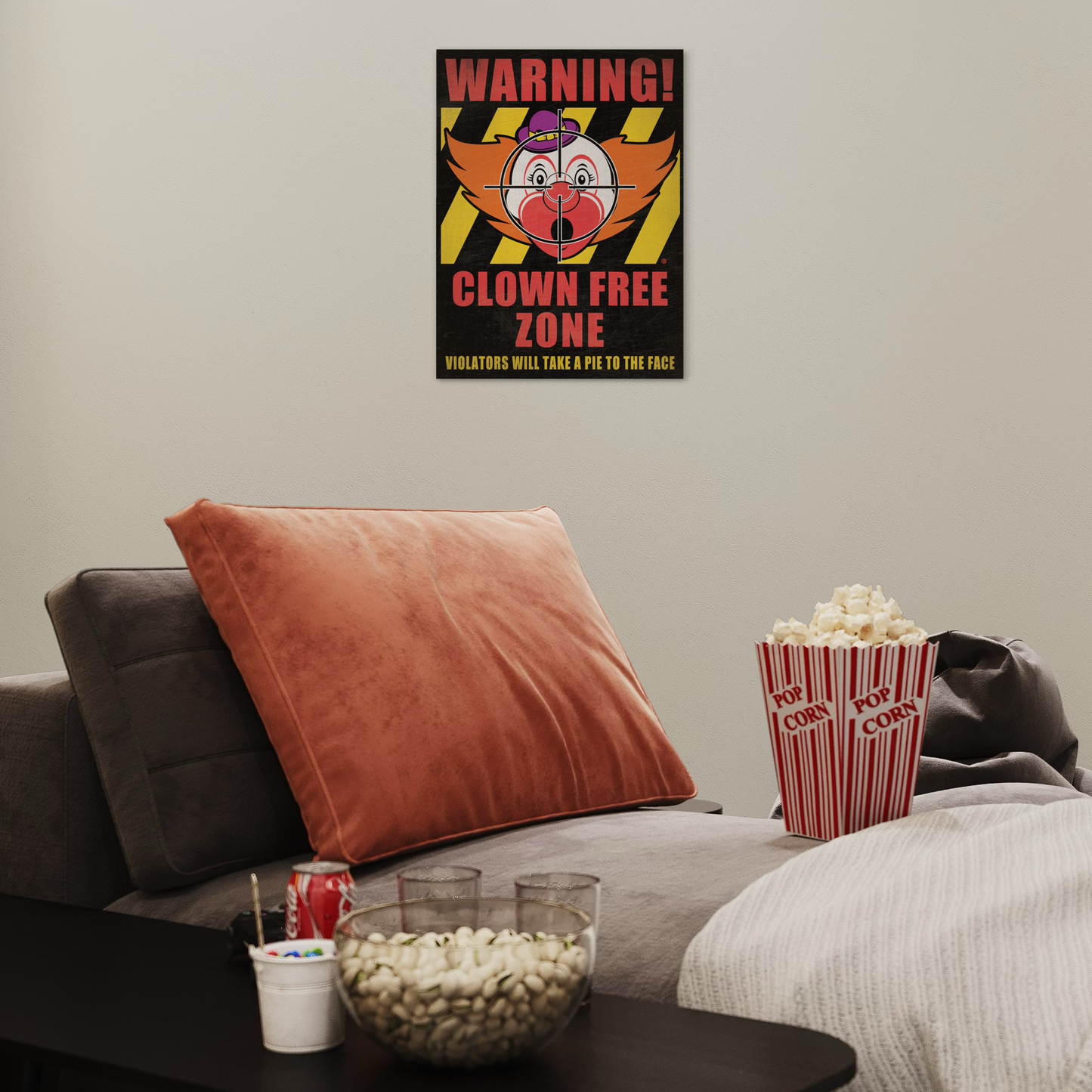 CLOWN FREE ZONE METAL PRINT