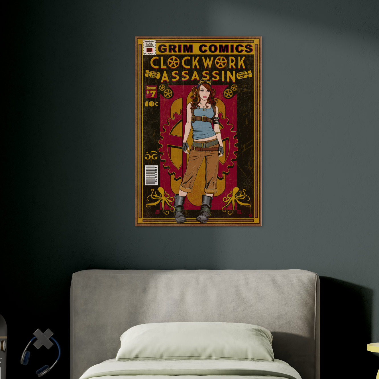 CLOCKWORK ASSASSIN COMIC METAL PRINT