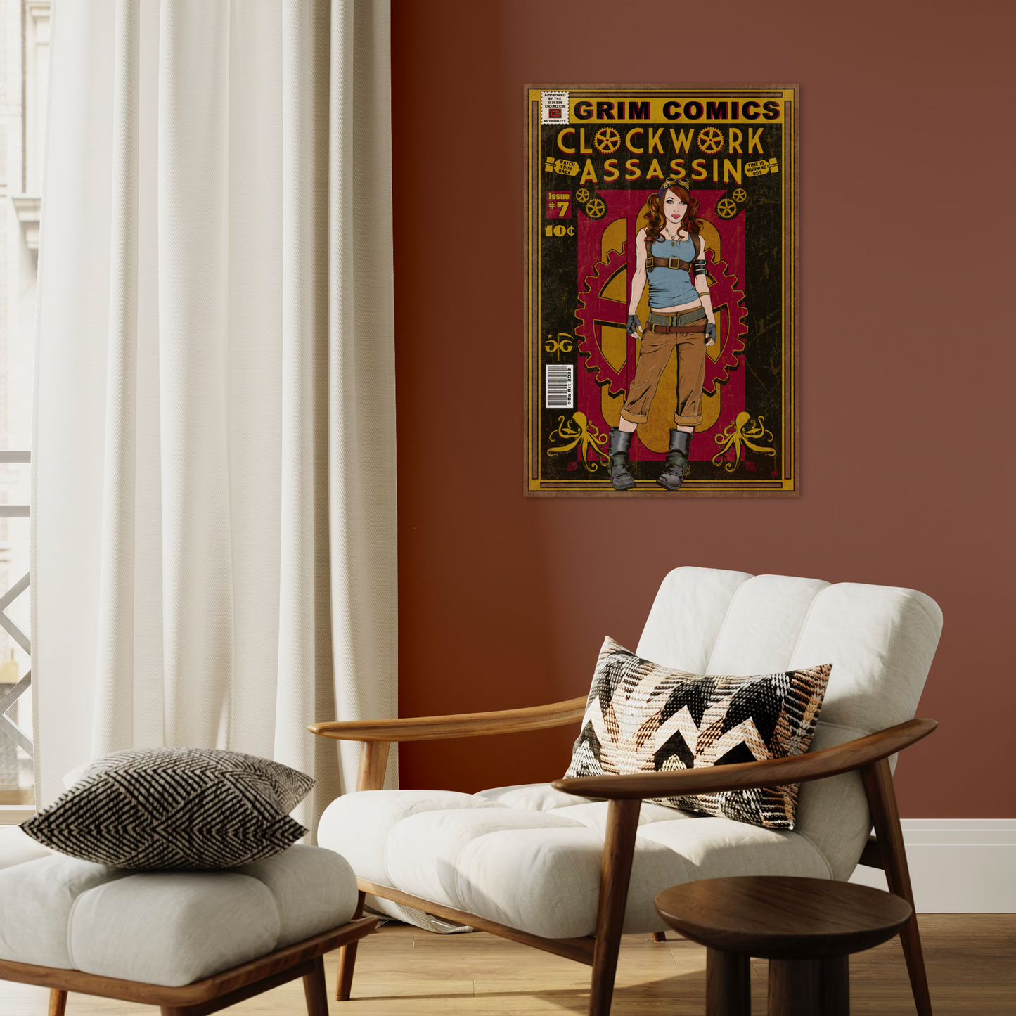 CLOCKWORK ASSASSIN COMIC METAL PRINT