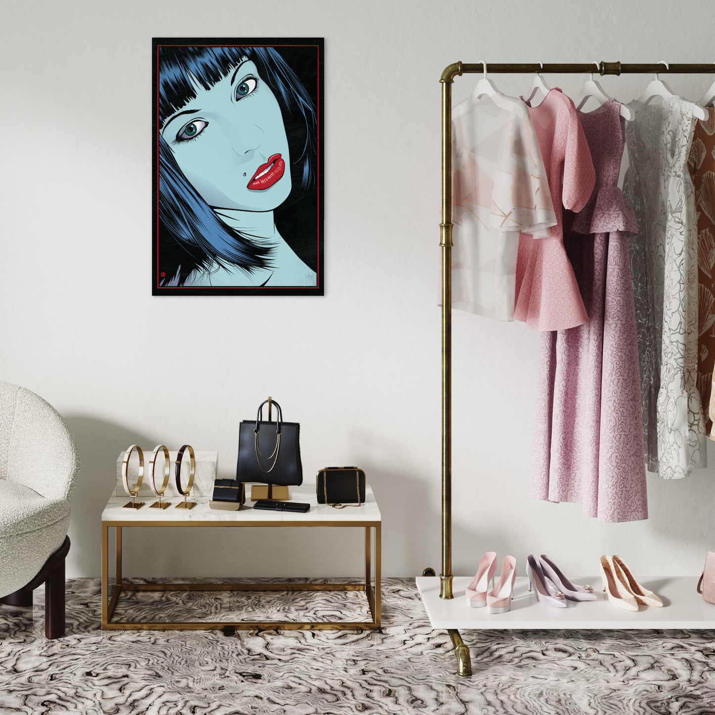 MISS BLUE METAL PRINT