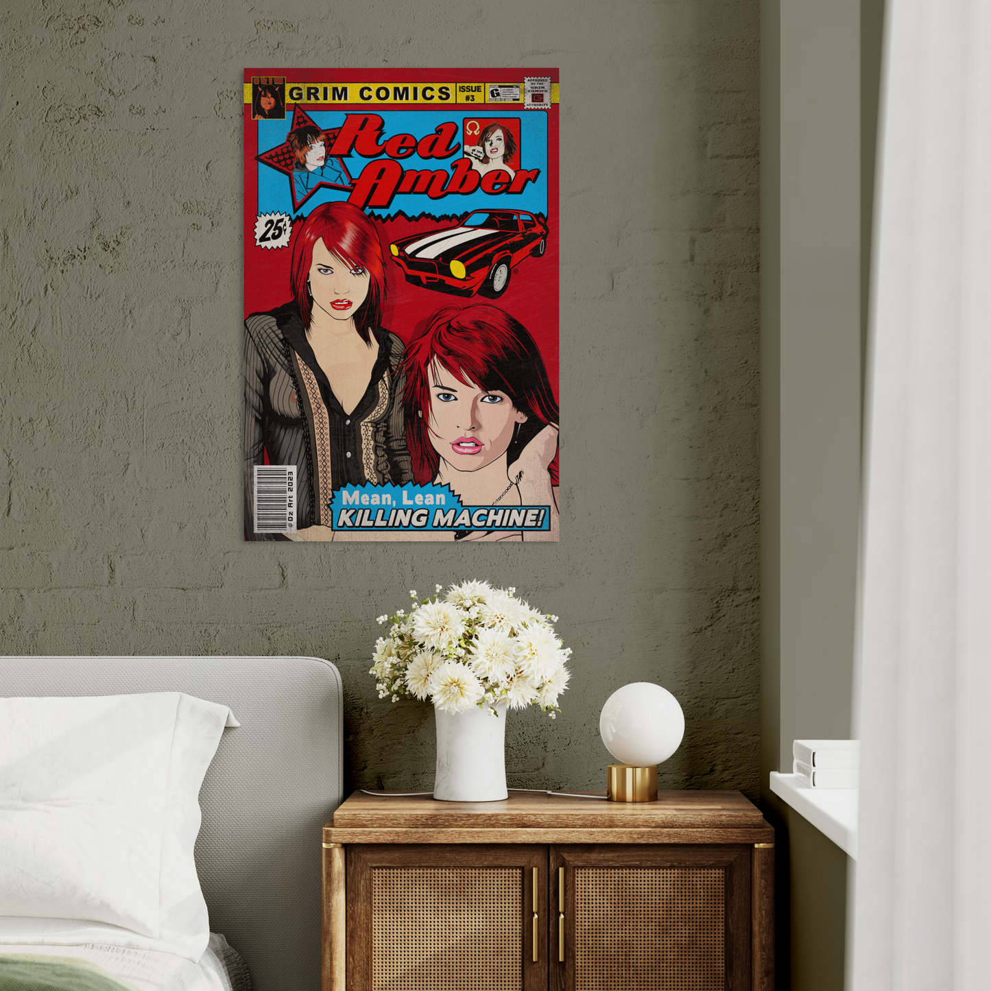 RED AMBER COMIC METAL PRINT