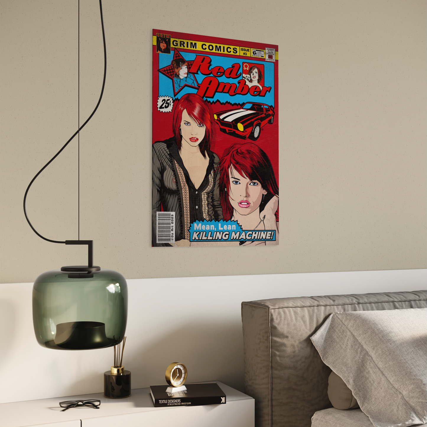 RED AMBER COMIC METAL PRINT