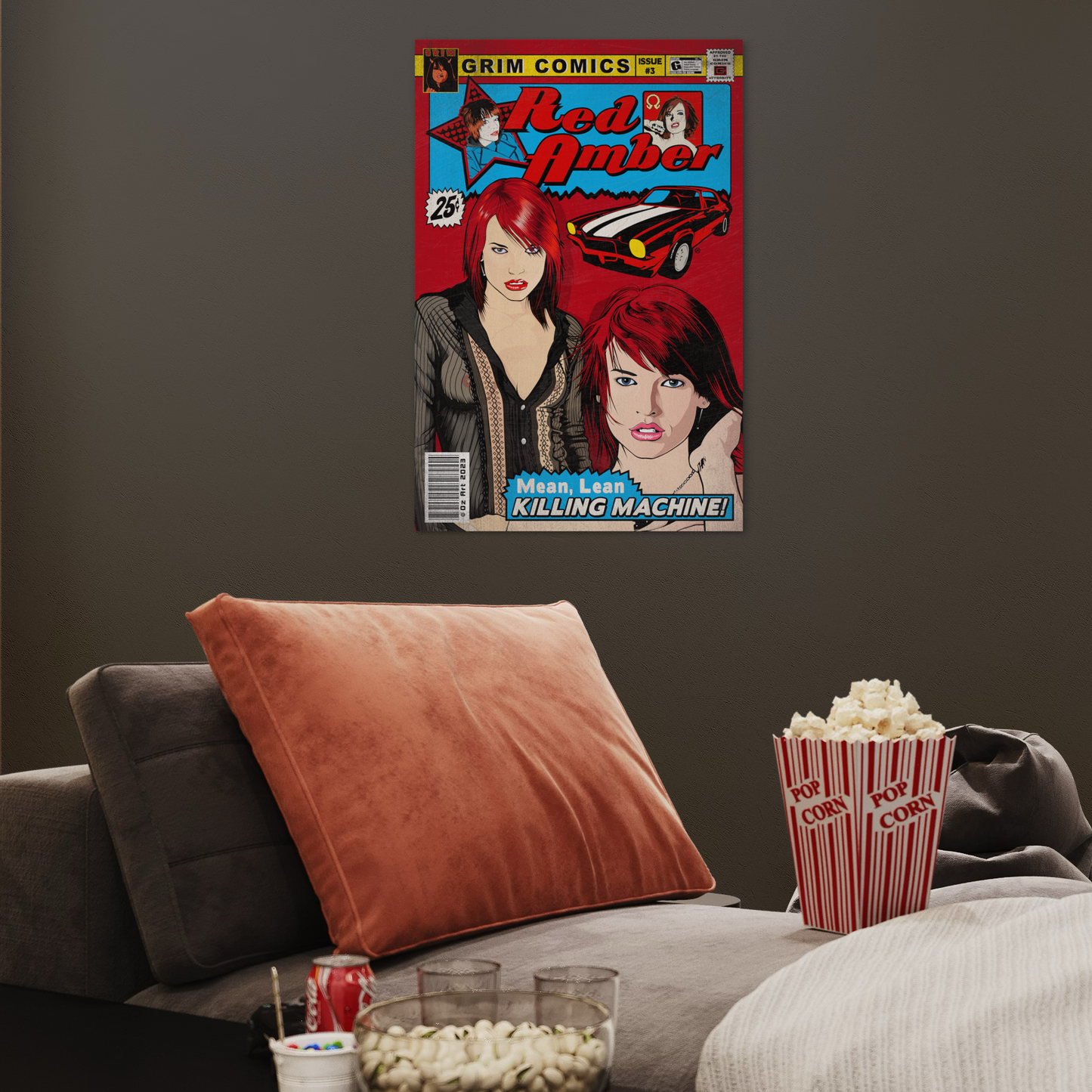 RED AMBER COMIC METAL PRINT