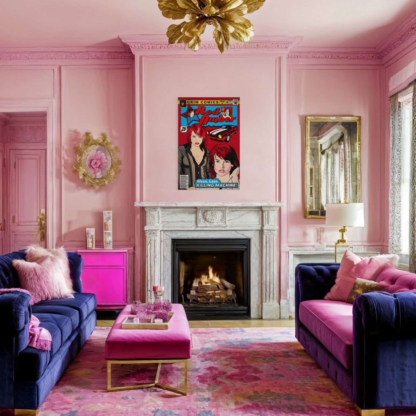 RED AMBER COMIC METAL PRINT