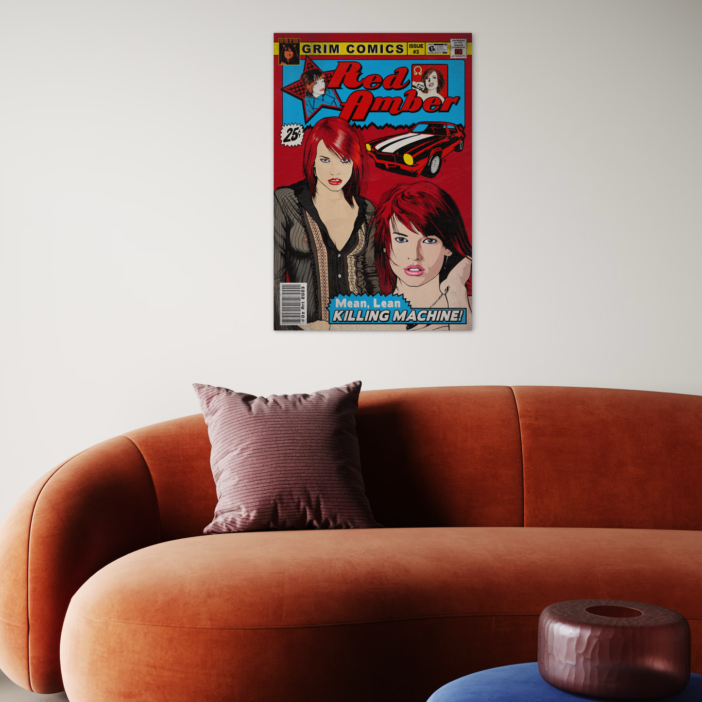 RED AMBER COMIC METAL PRINT