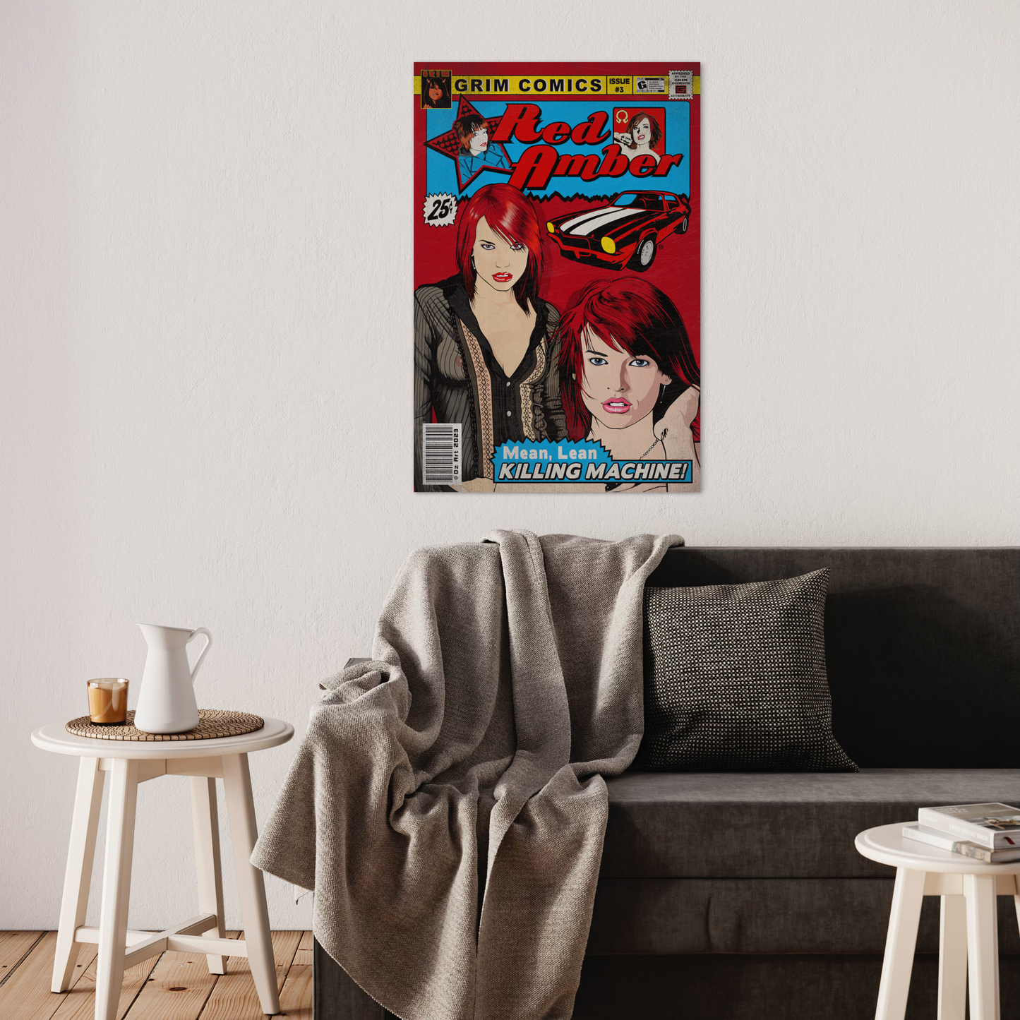 RED AMBER COMIC METAL PRINT