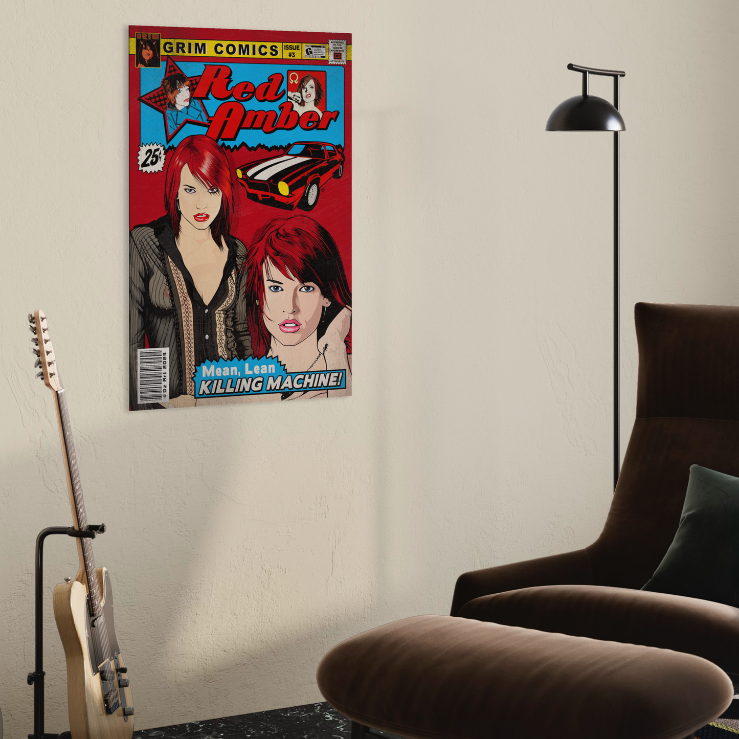 RED AMBER COMIC METAL PRINT