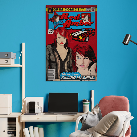 RED AMBER COMIC METAL PRINT