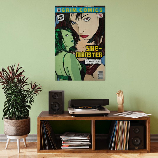 SHE-MONSTER COMIC METAL PRINT