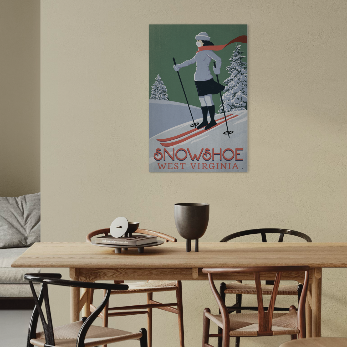 SKI SNOWSHOE 2020 METAL PRINT