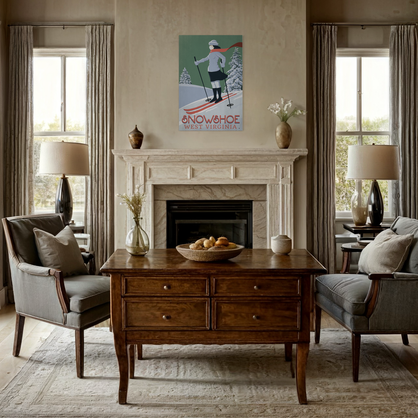 SKI SNOWSHOE 2020 METAL PRINT