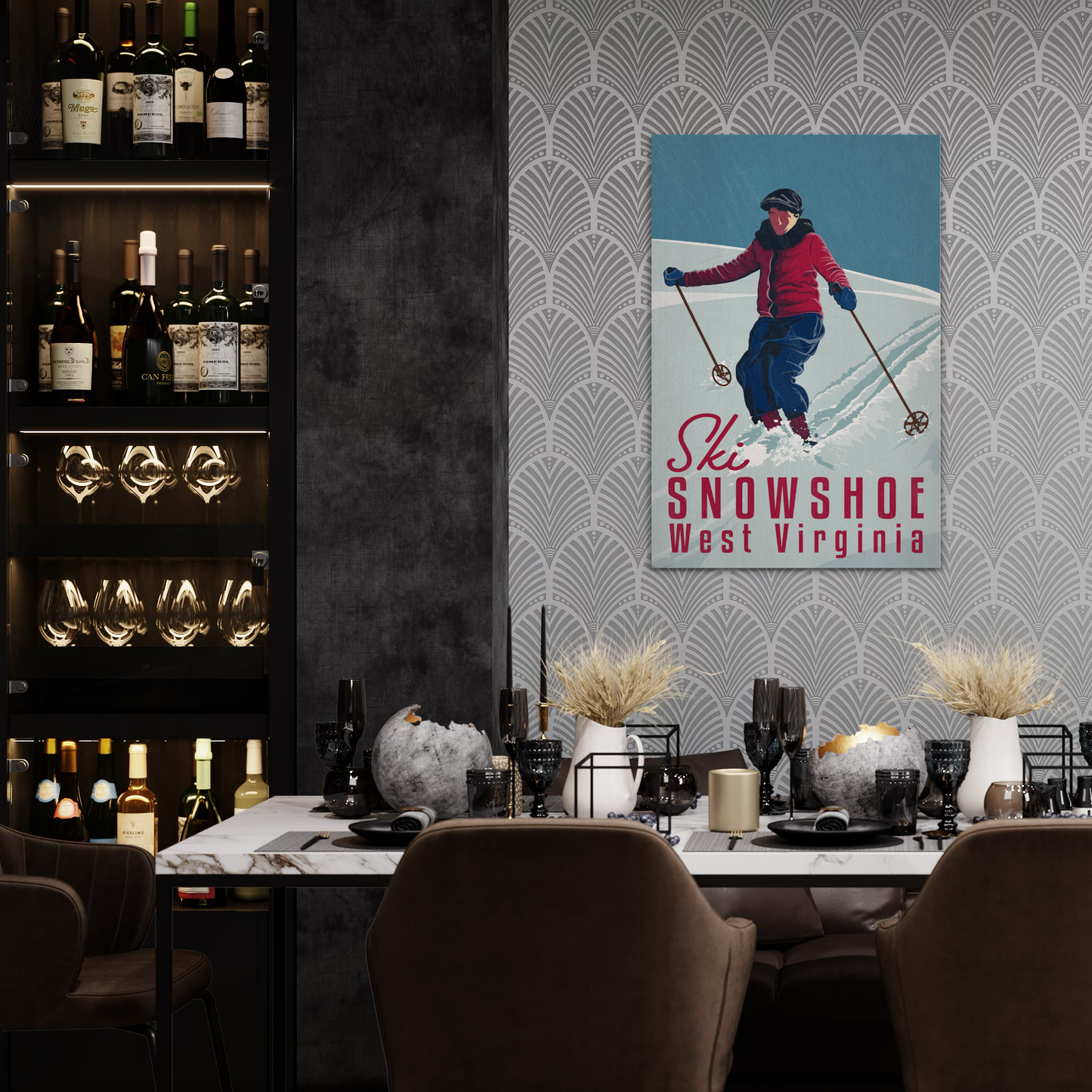 SKI SNOWSHOE 2017 METAL PRINT