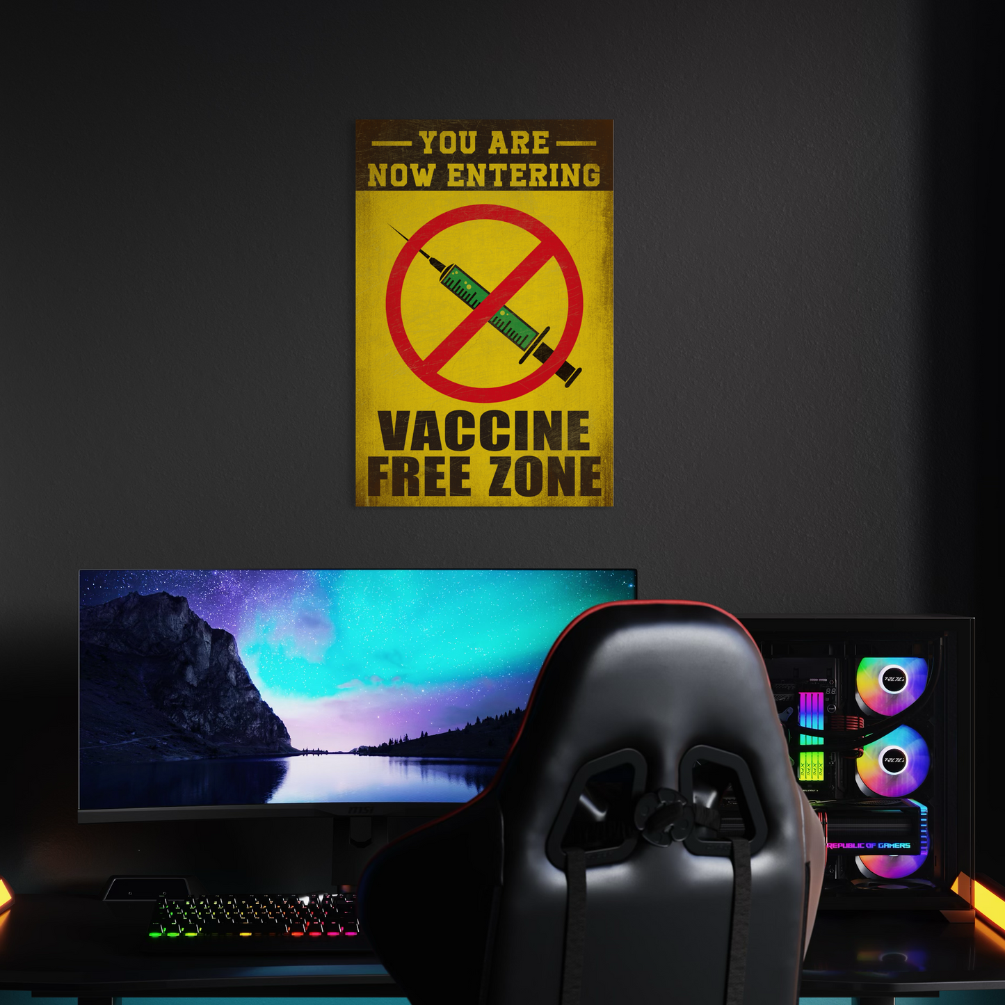 VACCINE FREE ZONE METAL PRINT