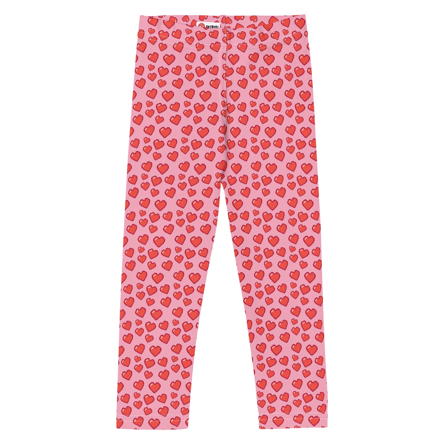 8 BIT HEARTS on Pink Kid's Leggings