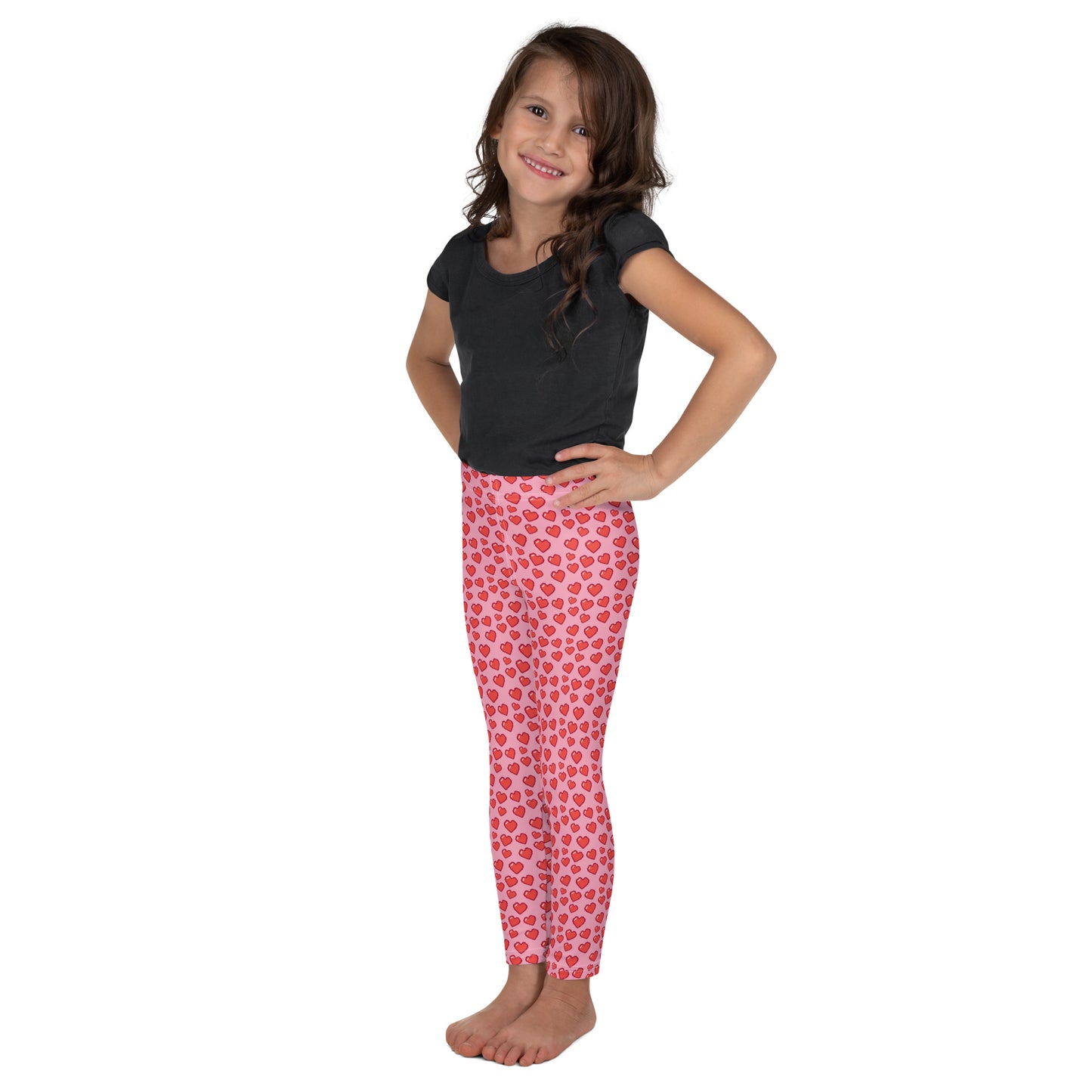 8 BIT HEARTS on Pink Kid's Leggings