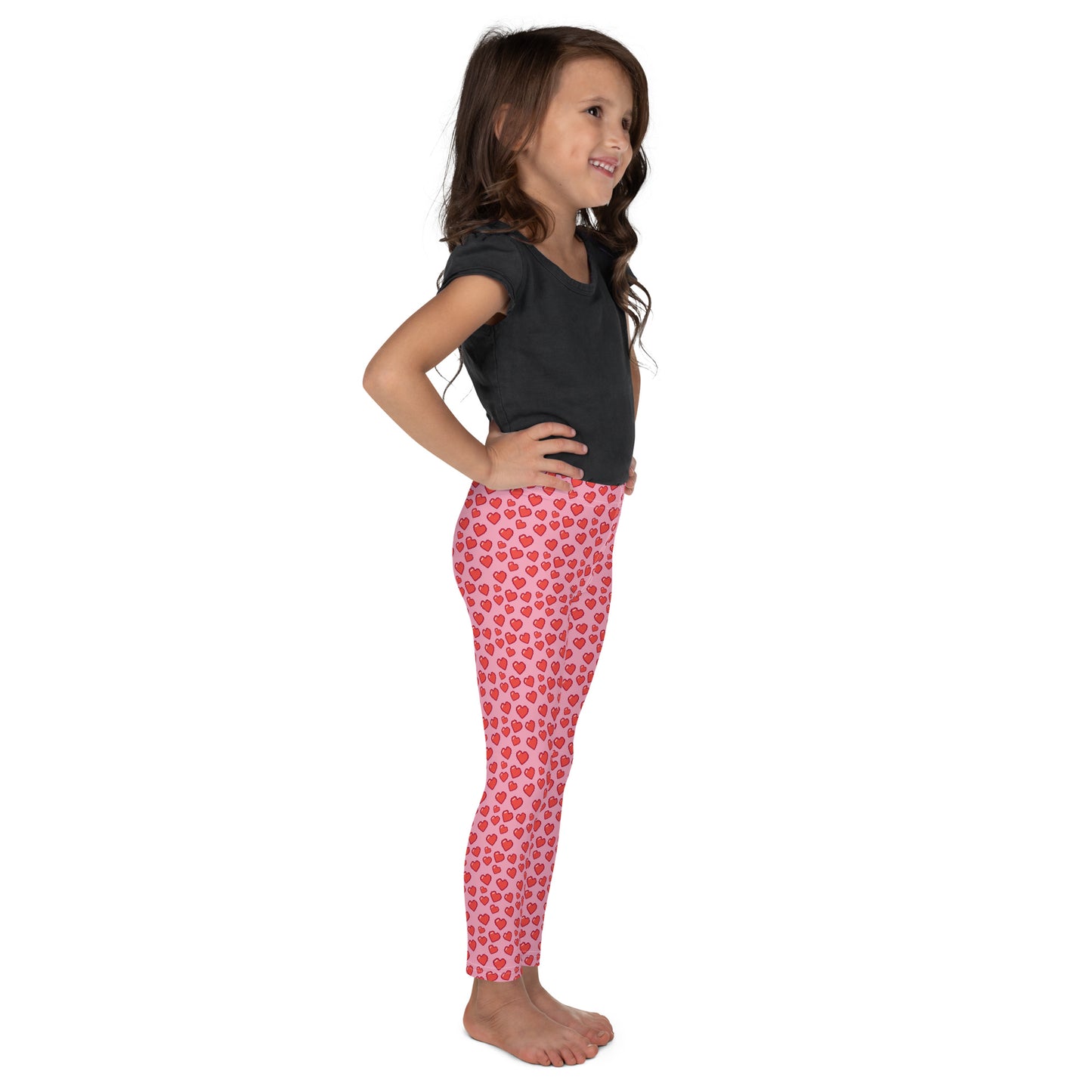 8 BIT HEARTS on Pink Kid's Leggings