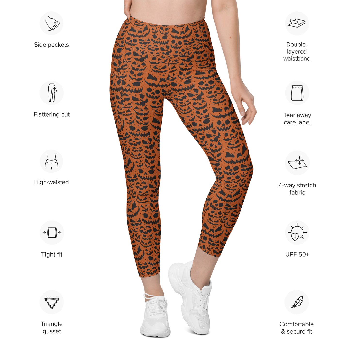 JACK O' SPLATTER ON ORANGE - Leggings with Pockets