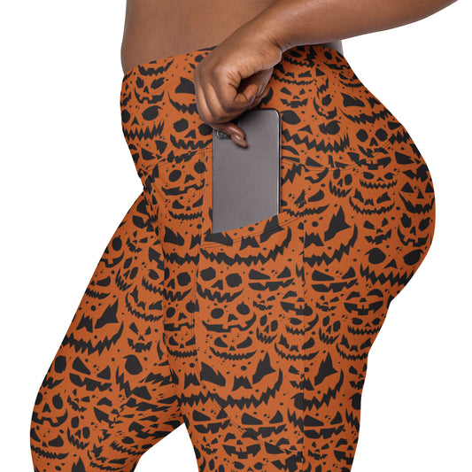 JACK O' SPLATTER ON ORANGE - Leggings with Pockets