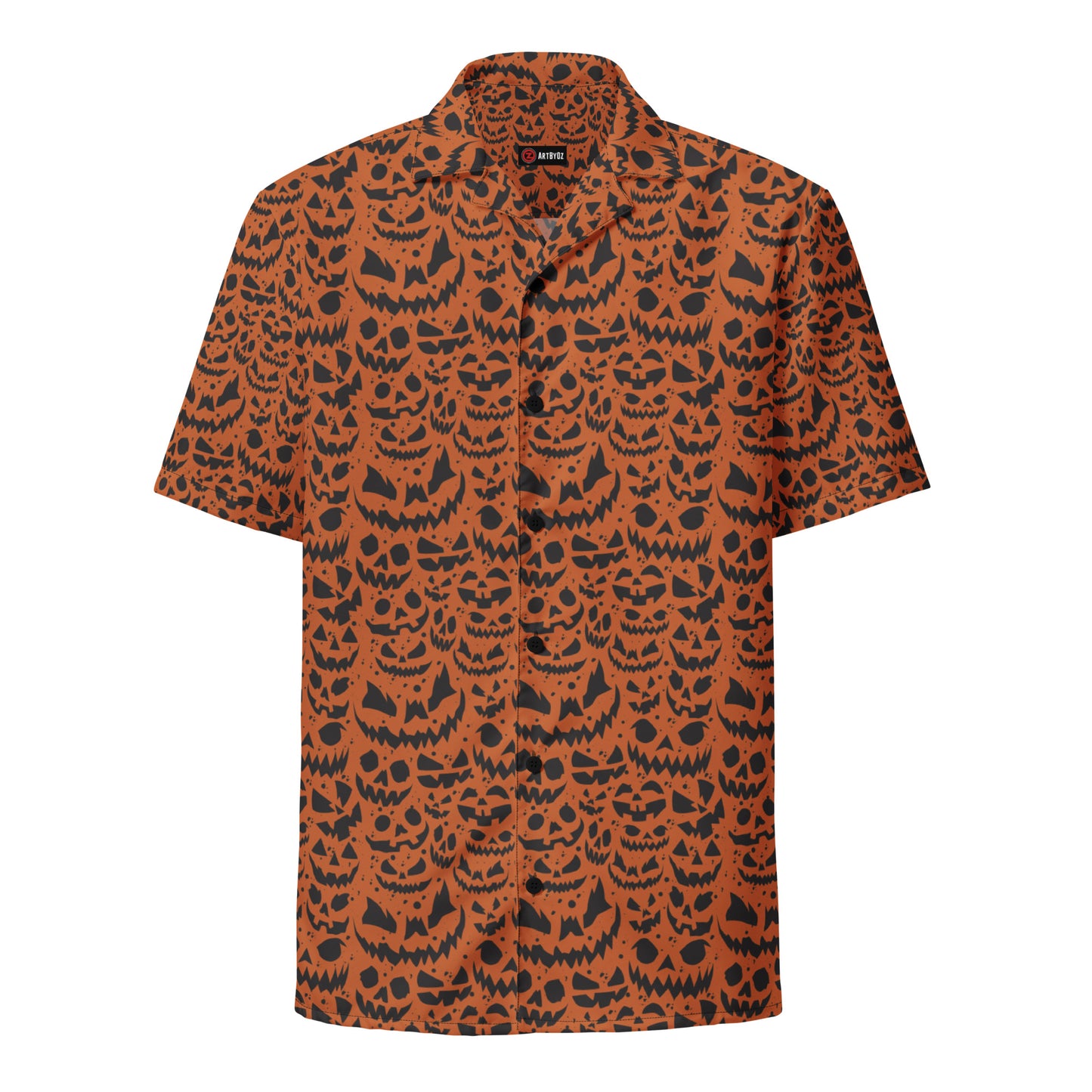 JACK O' SPLATTER ON ORANGE HAWAIIAN SHIRT
