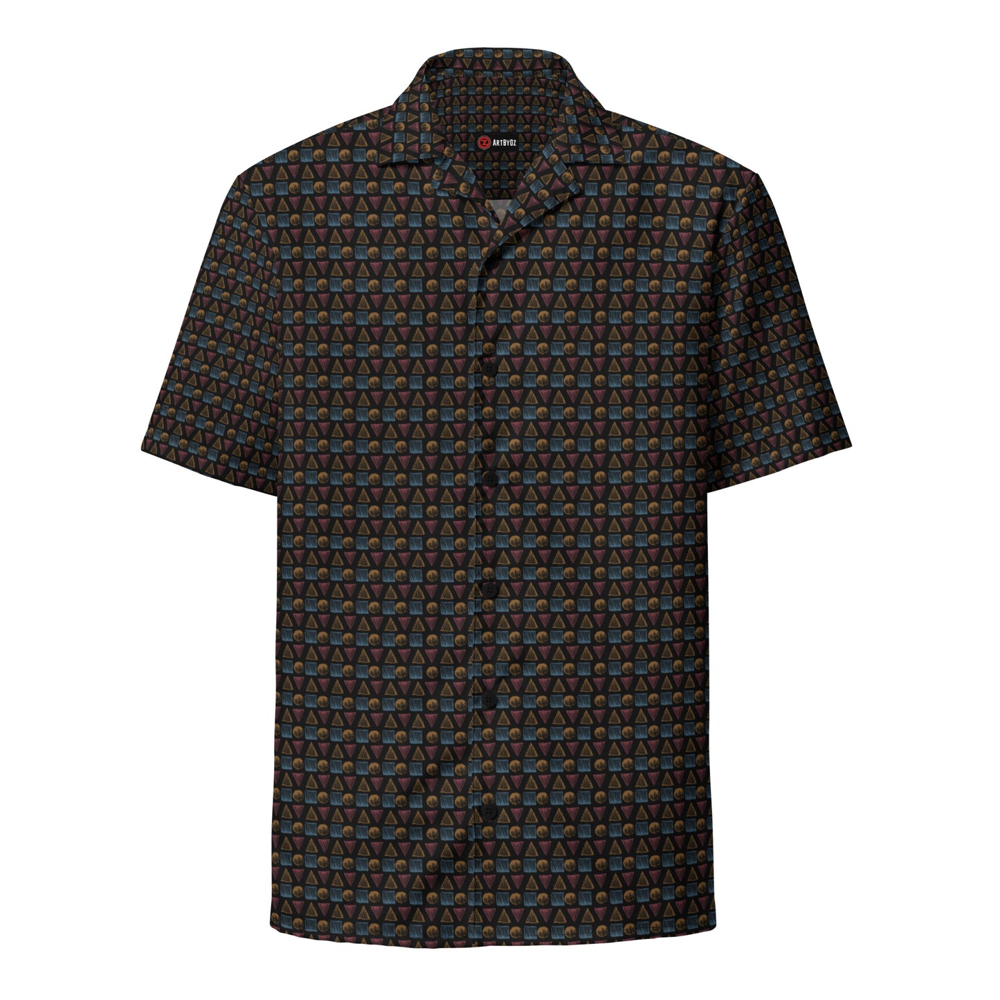 HATCHED GEOMETRY DARK HAWAIIAN SHIRT