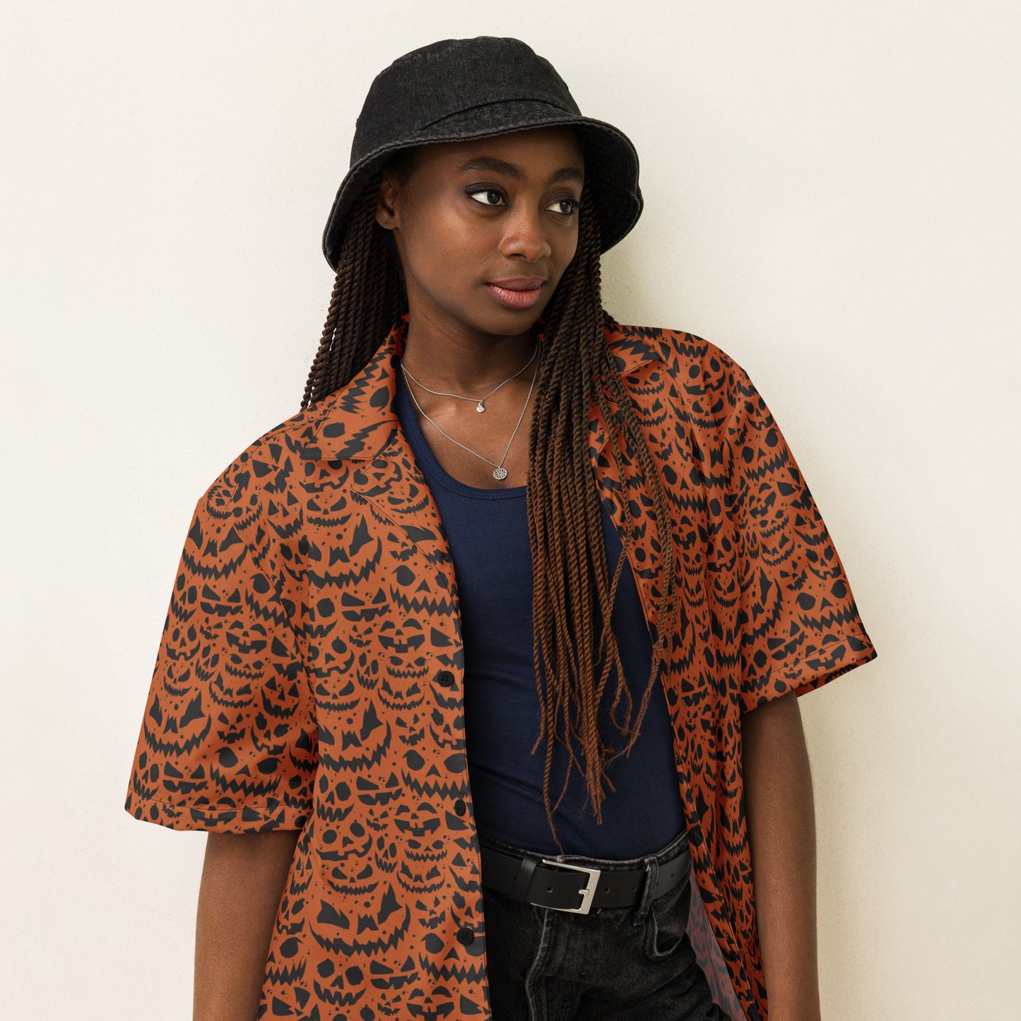 JACK O' SPLATTER ON ORANGE HAWAIIAN SHIRT