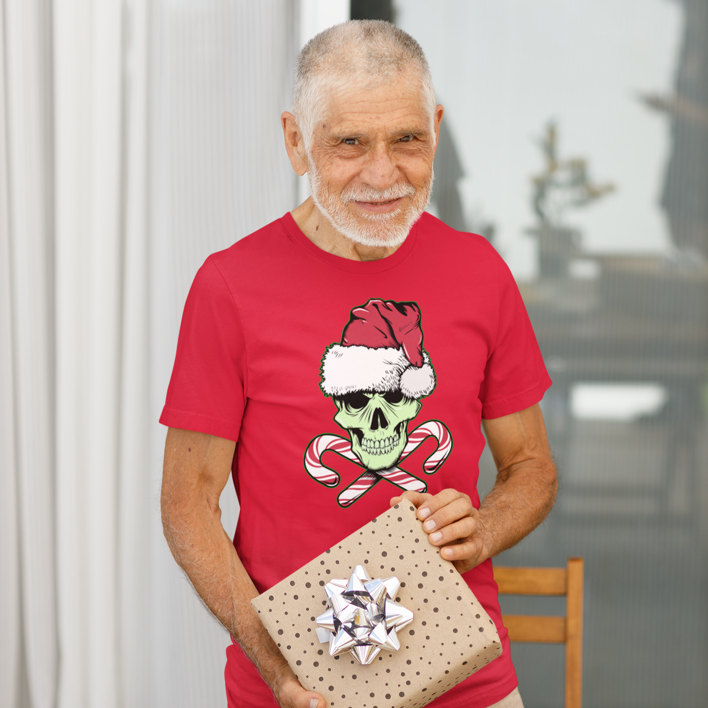 CHRISTMAS SKULL AND CANDY CANES TEE