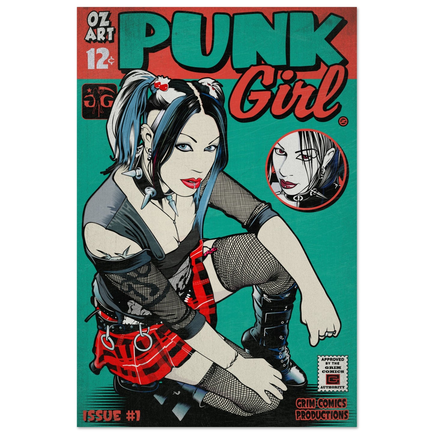 PUNK GIRL COMIC METAL PRINT