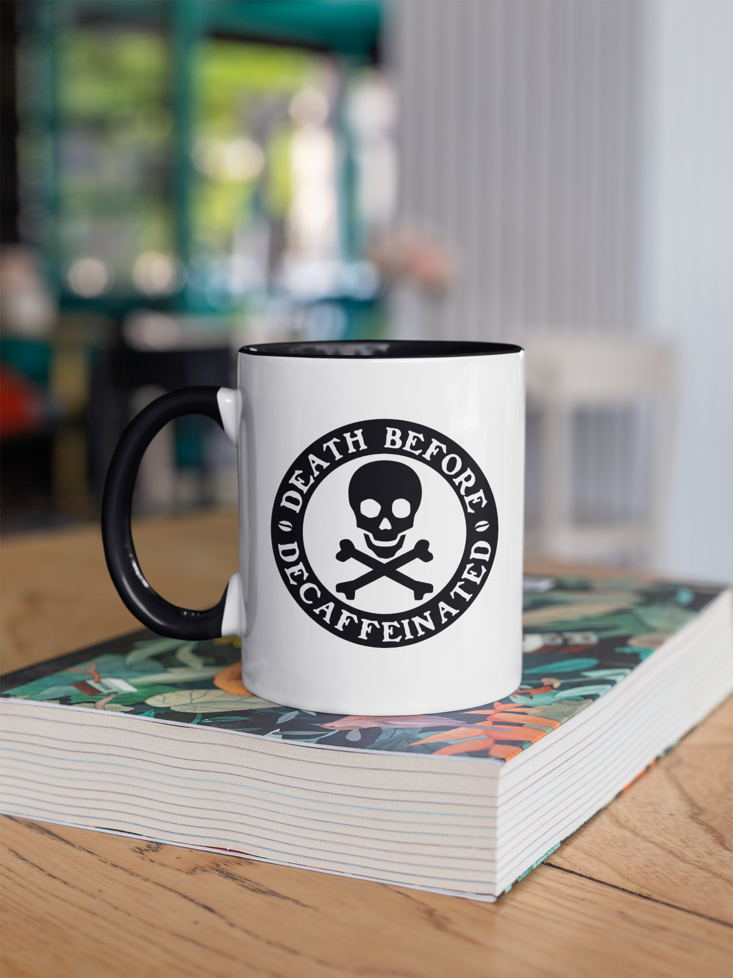 DEATH BEFORE DECAFFEINATED MUG