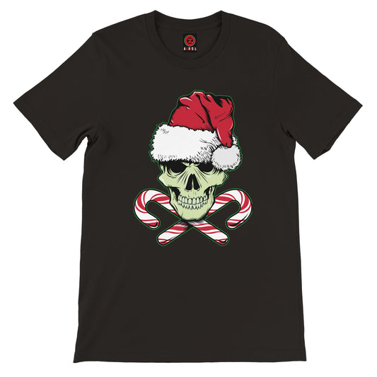 CHRISTMAS SKULL AND CANDY CANES TEE