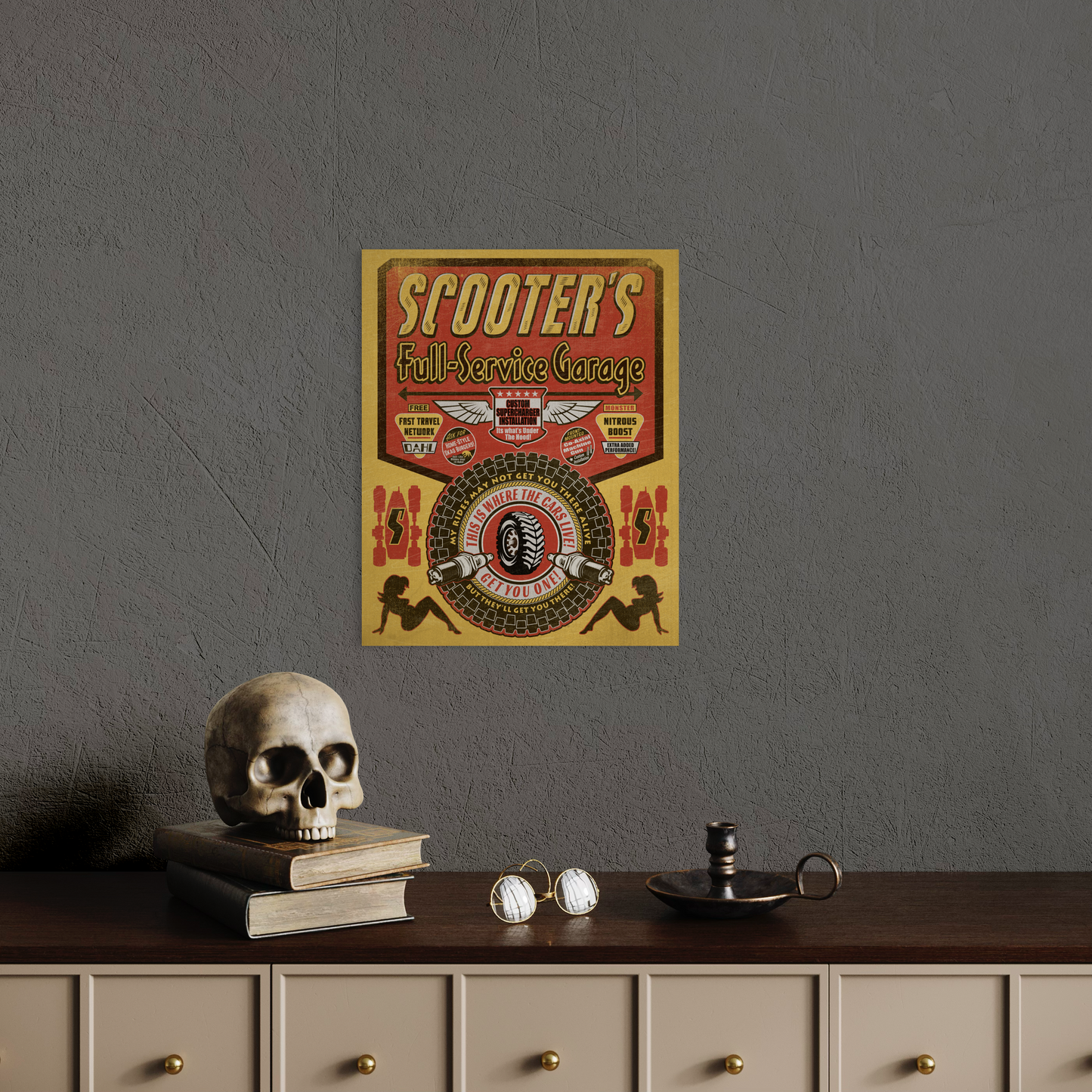 SCOOTER'S GARAGE METAL PRINT