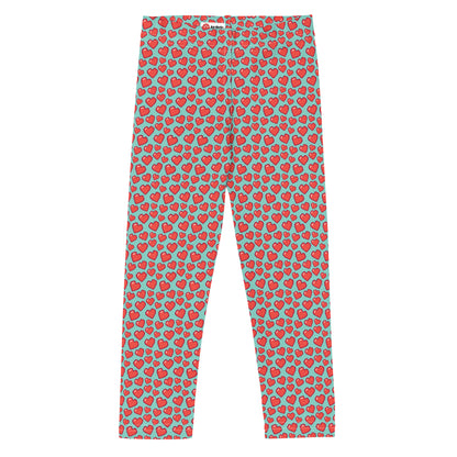 8 BIT HEARTS on Turquoise Kid's Leggings