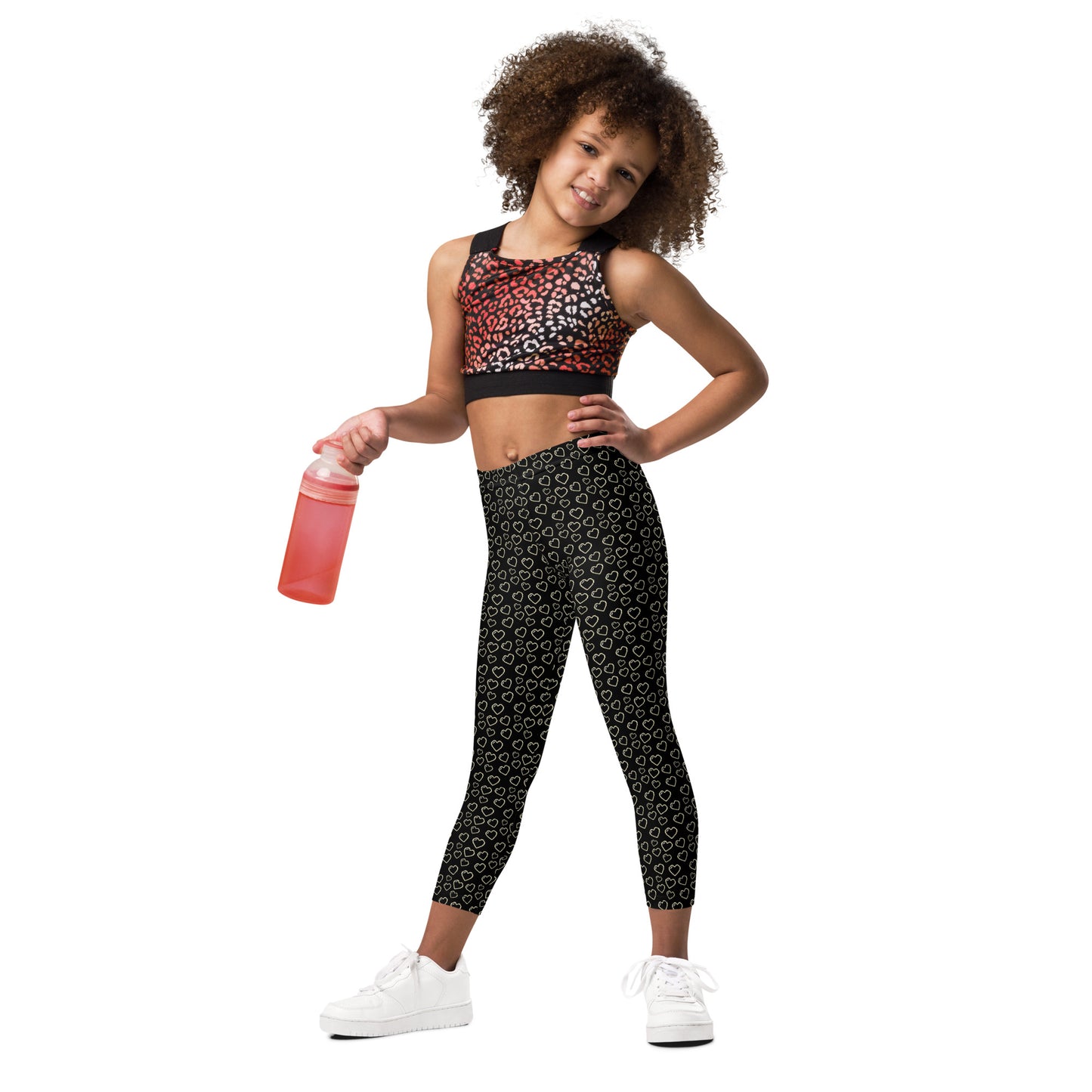 8 bit BLACK HEARTS Kid's Leggings