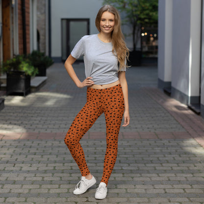 KILLER SPIDERS ON ORANGE Leggings