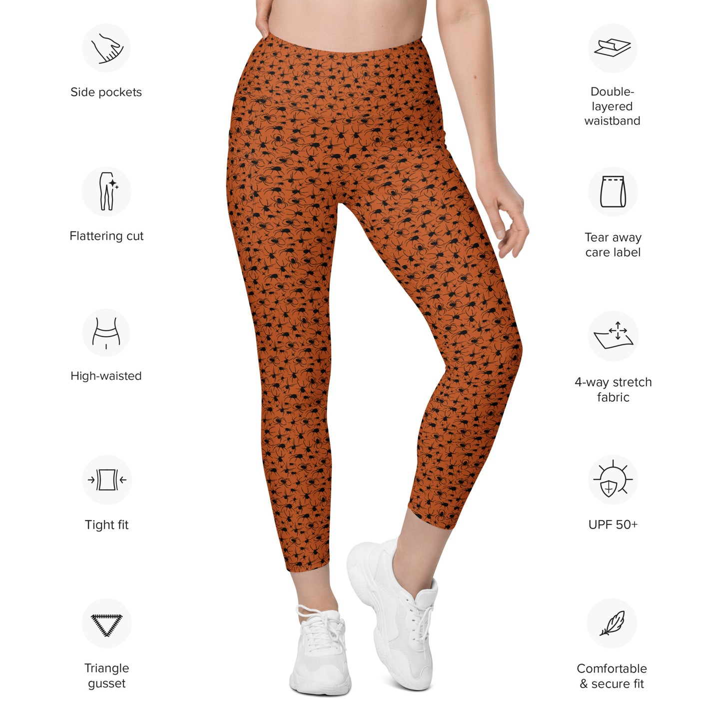 KILLER SPIDERS on Orange - Leggings with Pockets