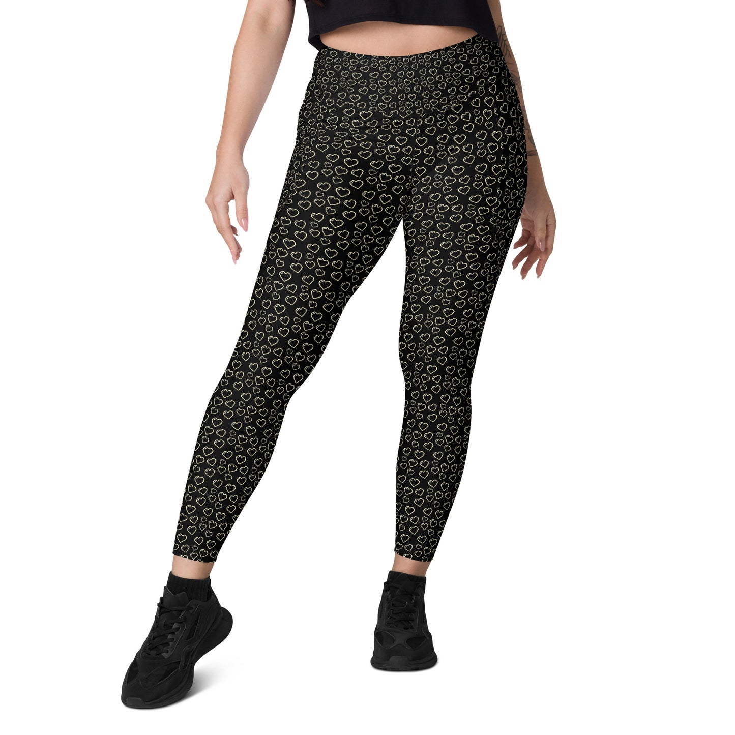 8 bit BLACK HEARTS - Leggings with Pockets