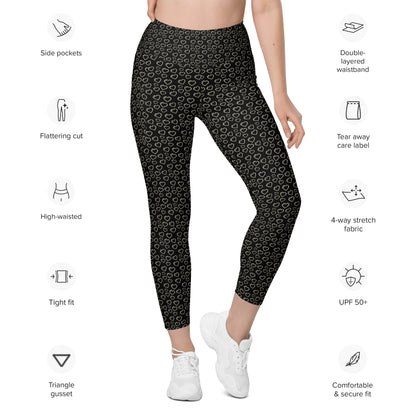 8 bit BLACK HEARTS - Leggings with Pockets