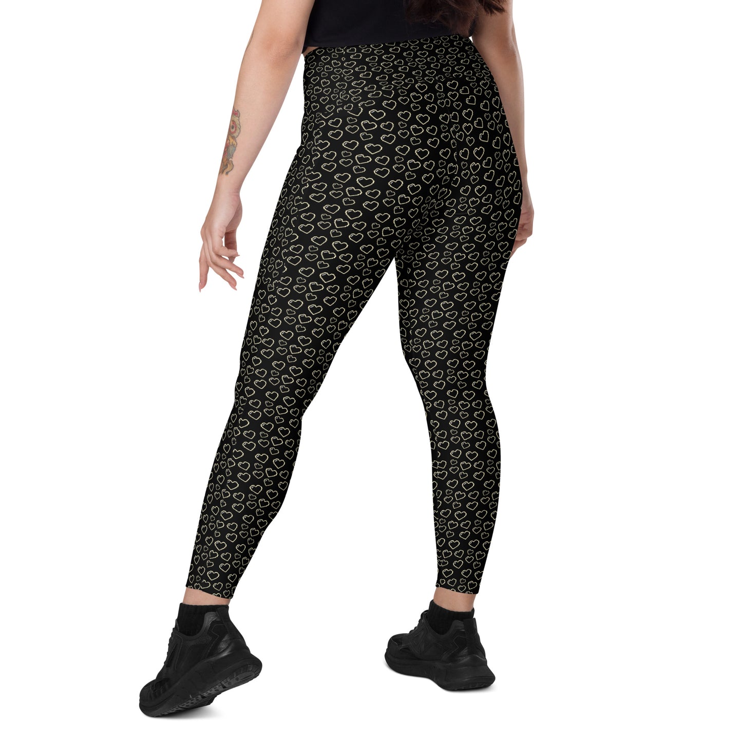 8 bit BLACK HEARTS - Leggings with Pockets