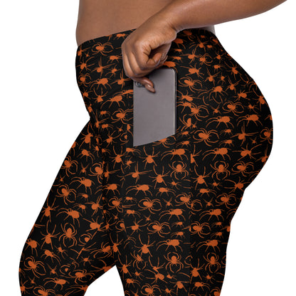 KILLER SPIDERS on Black - Leggings with Pockets