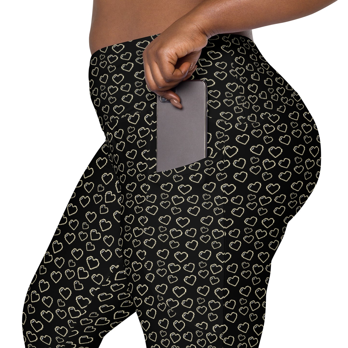 8 bit BLACK HEARTS - Leggings with Pockets