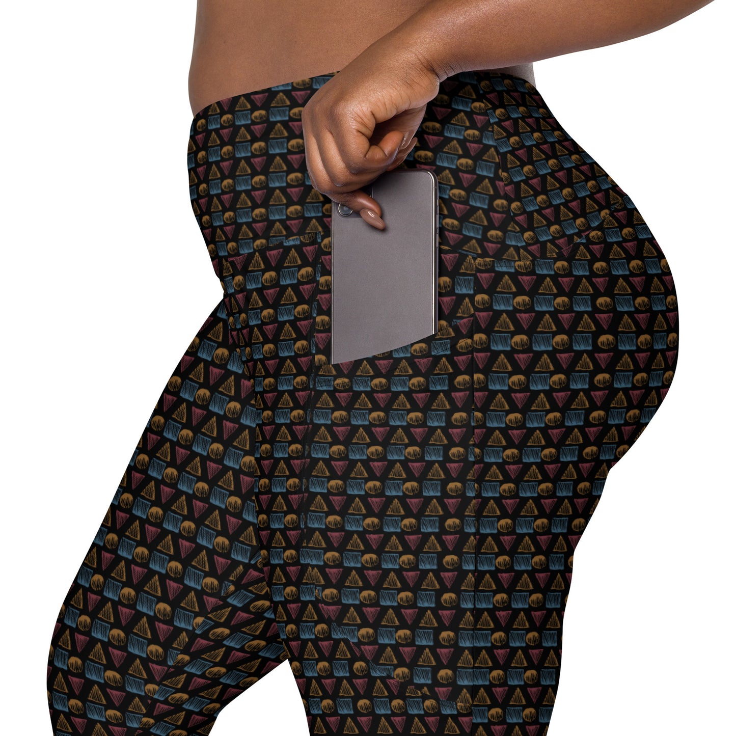 HATCHED GEOMETRY DARK Leggings with pockets