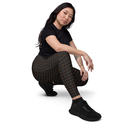 HATCHED GEOMETRY DARK Leggings with pockets