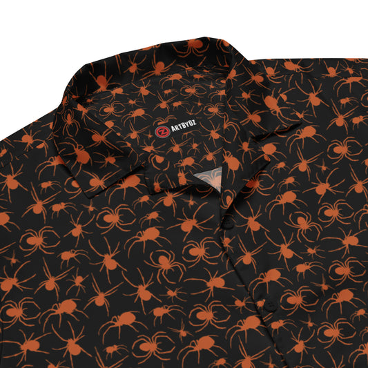 KILLER SPIDERS ON BLACK HAWAIIAN SHIRT