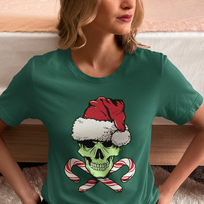 CHRISTMAS SKULL AND CANDY CANES WOMENS TEE